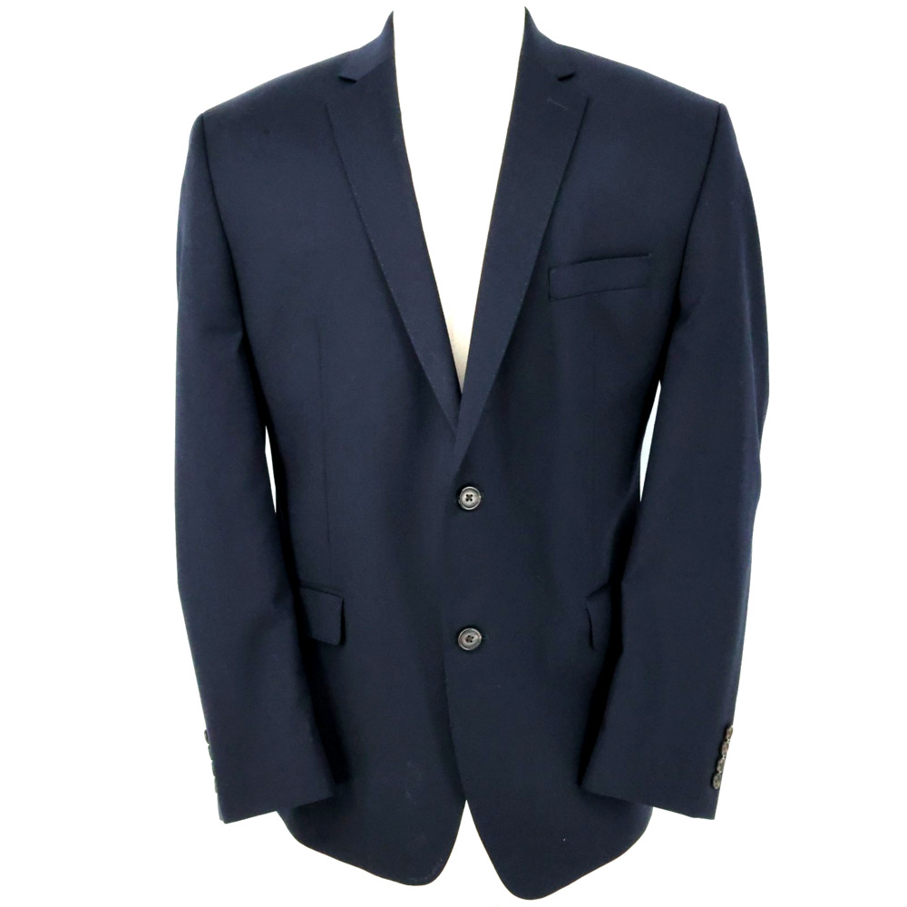 LRL Ralph Lauren Sport Coat Mens 46L Navy Blue Wool Jacket Slim Fit Lined Blazer